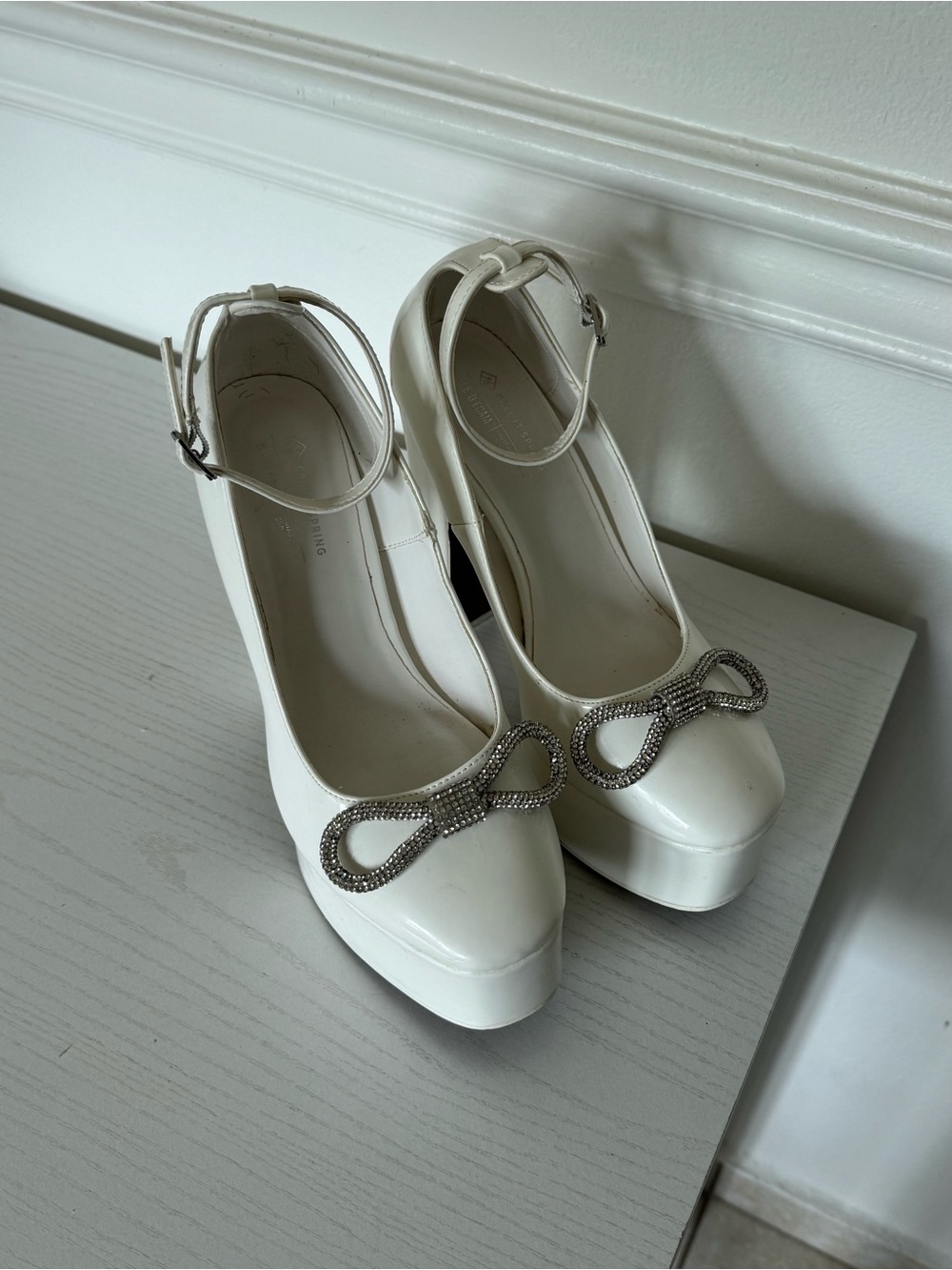 Call It Spring Platform Ankle-Strap Pumps with Rhinestone Bow - Picture 4 of 5